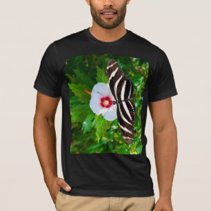 Zebra longwing vlinder op een Hibiscus rood T-shir T-shirt