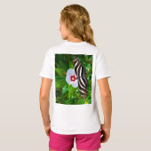 Zebra longwing vlinder op een Hibiscus rood T-shir T-shirt (Achterkant volledig)