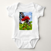 Zebra longwing vlinders op rode bloemen romper (Voorkant)