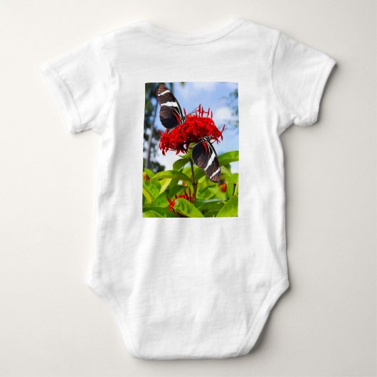 Zebra longwing vlinders op rode bloemen romper (Achterkant)