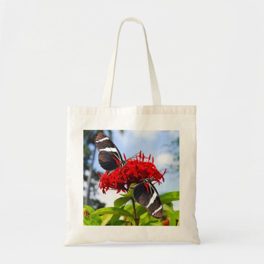 Zebra longwing vlinders op rode bloemen tote bag (Voorkant)