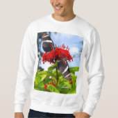 Zebra longwing vlinders op rode bloemen trui (Voorkant)