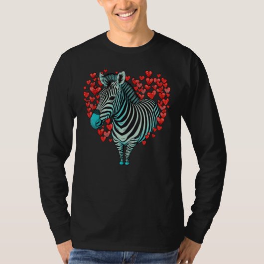 Zebra Love Heart for Valentines Day on Zebra  3 T-shirt (Voorkant)