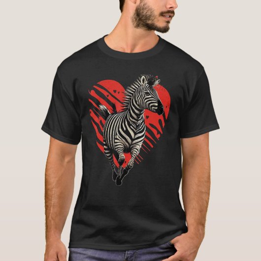 Zebra Love Heart for Valentines Day on Zebra  4 T-shirt (Voorkant)