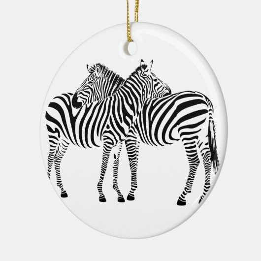 Zebra Love Keramisch Ornament (Links)