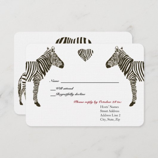 Zebra Love RSVP (Voorkant / Achterkant)