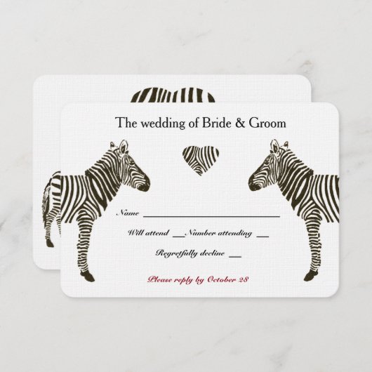 Zebra Love RSVP (Voorkant / Achterkant)