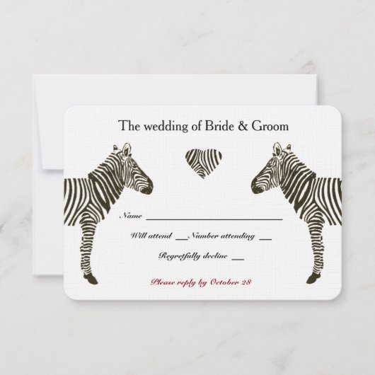 Zebra Love RSVP Kaartje (Voorkant)