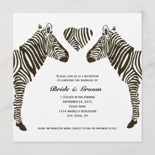 Zebra Love Wedding Reception Uitnodiging