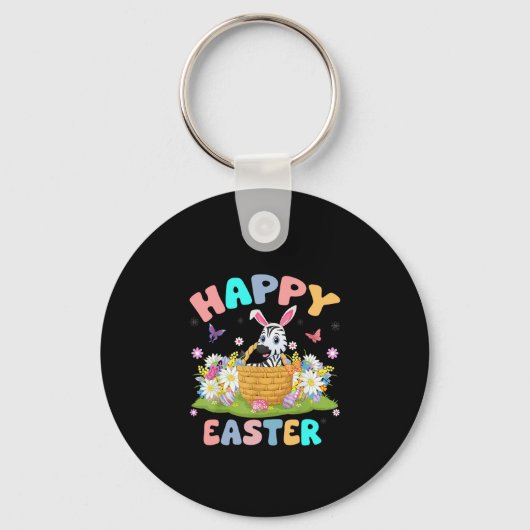 Zebra Lover Happy Easter Bunny Zebra Paaszondag Sleutelhanger (Voorkant)
