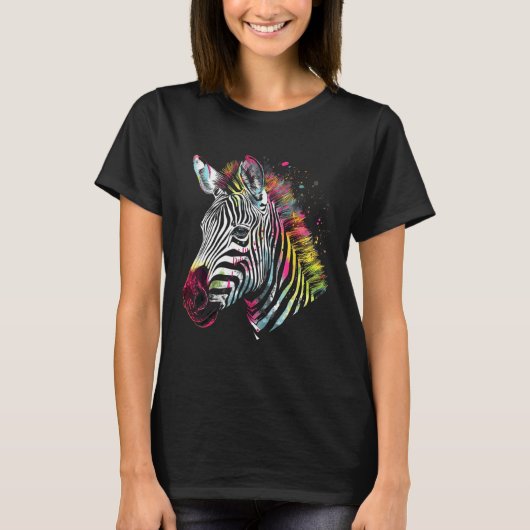 Zebra Lover Kleurrijk Kunstwerk Dierenmotief Zebra T-shirt (Voorkant)