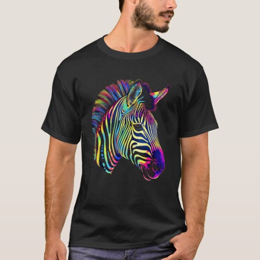 Zebra Lover Kunstwerk Dier Kleurrijk Motief Zebra  T-shirt (Voorkant)
