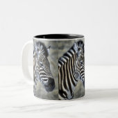 Zebra Lovers Art Gifts Tweekleurige Koffiemok (Voorkant links)