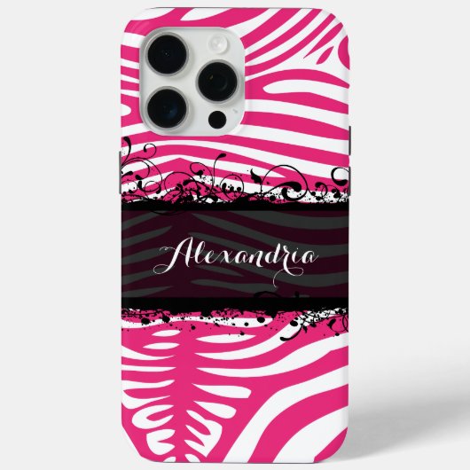 Zebra Lovers Patroonroze en zwart Case-Mate iPhone Case (Achterkant)