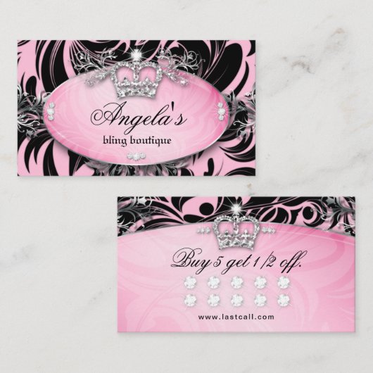 Zebra Loyalty Kaart Sieraden Crown Pink (Voorkant / Achterkant)