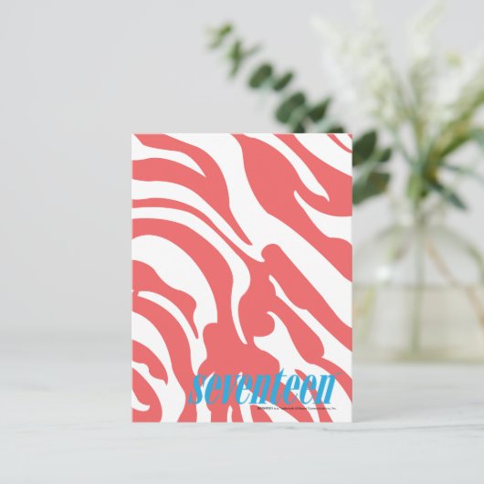 Zebra LtRoze Briefkaart (Staand voorkant)