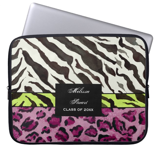 Zebra-luipaard afdrukken, persoonlijk computerSlee Laptop Sleeve (Voorkant)