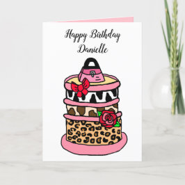 Zebra, Luipaard en Giraffe Print Girlie Verjaardag Kaart