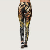 Zebra Luipaardhuid gemengd patroon Leggings (Achterkant)