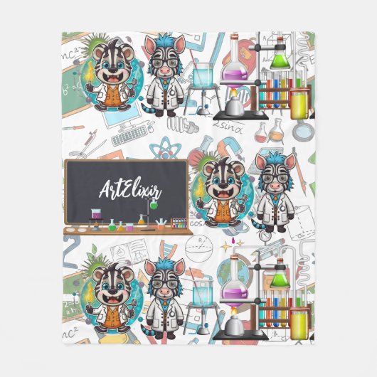 Zebra Mad Scientist Print Fleece Deken (Voorkant)