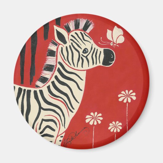Zebra, Madeliefjes & Vlinder Magneet (Voorkant)