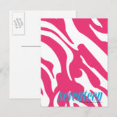 Zebra Magenta Briefkaart (Voorkant / Achterkant)