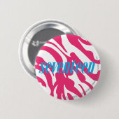 Zebra Magenta Ronde Button 5,7 Cm (Voorkant /achterkant)
