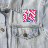 Zebra Magenta Vierkante Button 5,1 Cm (In situ)
