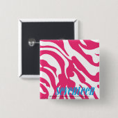 Zebra Magenta Vierkante Button 5,1 Cm (Voorkant /achterkant)