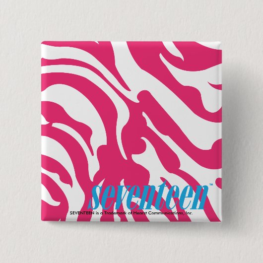 Zebra Magenta Vierkante Button 5,1 Cm (Voorkant)