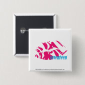 Zebra Magenta Vierkante Button 5,1 Cm (Voorkant /achterkant)