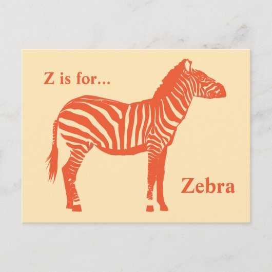 Zebra - Mandarijn en licht sinaasappel Briefkaart (Voorkant)