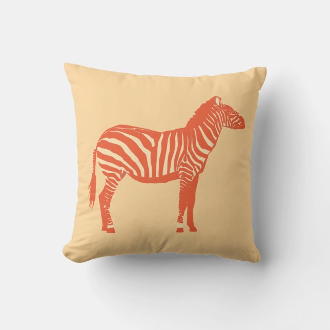 Zebra - Mandarijn en licht sinaasappel Kussen (Voorkant)