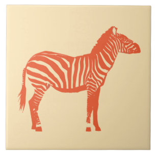 Zebra - Mandarin en lichtoranje Tegeltje