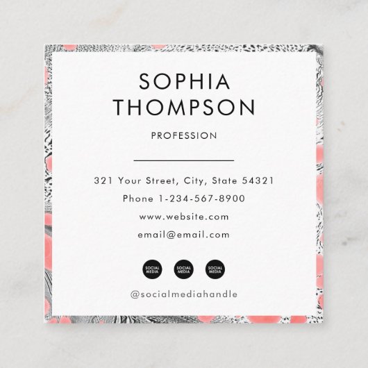 Zebra Marble Abstracte QR-code Social Media Vierkante Visitekaartje (Achterkant)