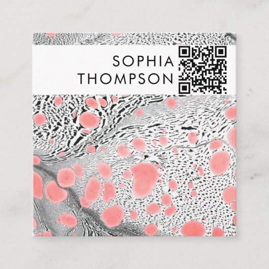 Zebra Marble Abstracte QR-code Social Media Vierkante Visitekaartje (Voorkant)