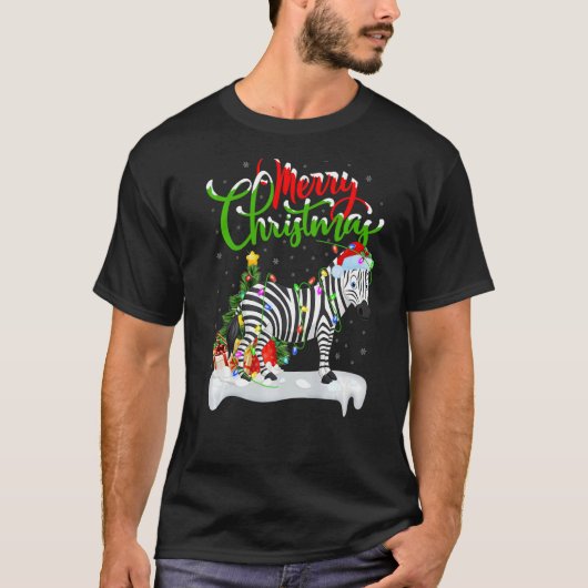 Zebra mas Decorations Santa Zebra Kerstmis T-shirt (Voorkant)
