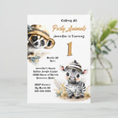 Zebra meerkat oerwoud safari wilde dieren kinder s kaart (Staand voorkant)