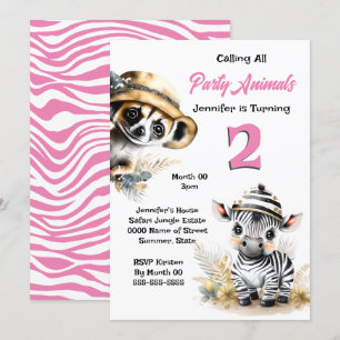 Zebra meerkat oerwoud safari wilde dieren roze mei kaart