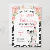 Zebra meisje 2e verjaardag uitnodiging. kaart (Voorkant)