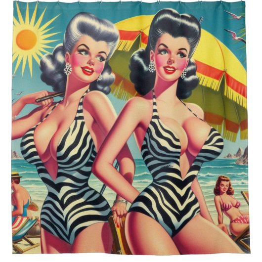  Zebra meisjes Douchegordijn (Voorkant)