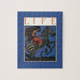 Zebra met Art Nouveau Woman Print Legpuzzel