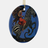  Zebra met Art Nouveau Woman Rider Keramisch Ornament (Rechts)