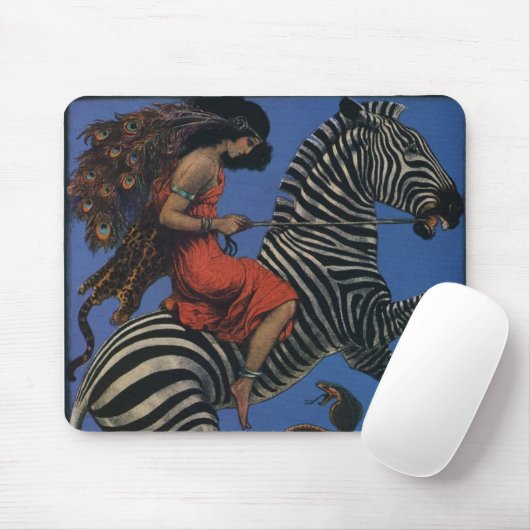  Zebra met Art Nouveau Woman Rider Muismat (Met muis)