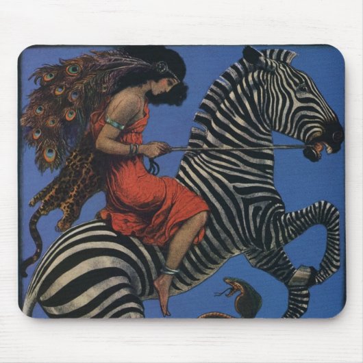  Zebra met Art Nouveau Woman Rider Muismat (Voorkant)