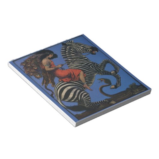  Zebra met Art Nouveau Woman Rider Notitieblok (Schuin)