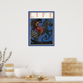  Zebra met Art Nouveau Woman Rider Poster (Keuken)