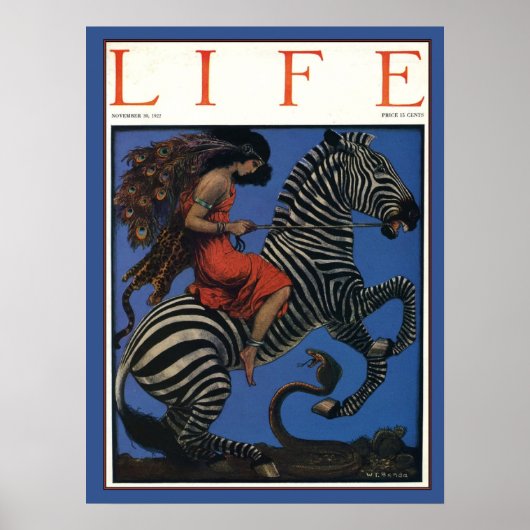  Zebra met Art Nouveau Woman Rider Poster (Voorkant)