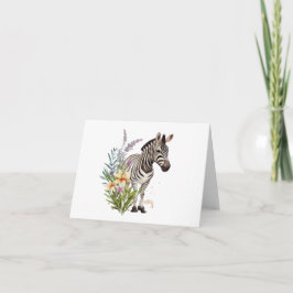 Zebra met Bloemen BLANK Kaart