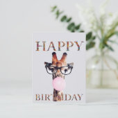 Zebra met bril Happy Birthday Briefkaart (Staand voorkant)